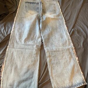 Light Wash Women's Straight Leg Jeans with Side Trim